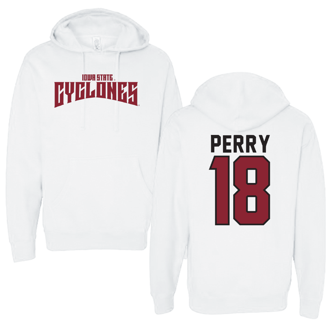 Iowa State University Volleyball White Classic Hoodie - #18 Kelsey Perry