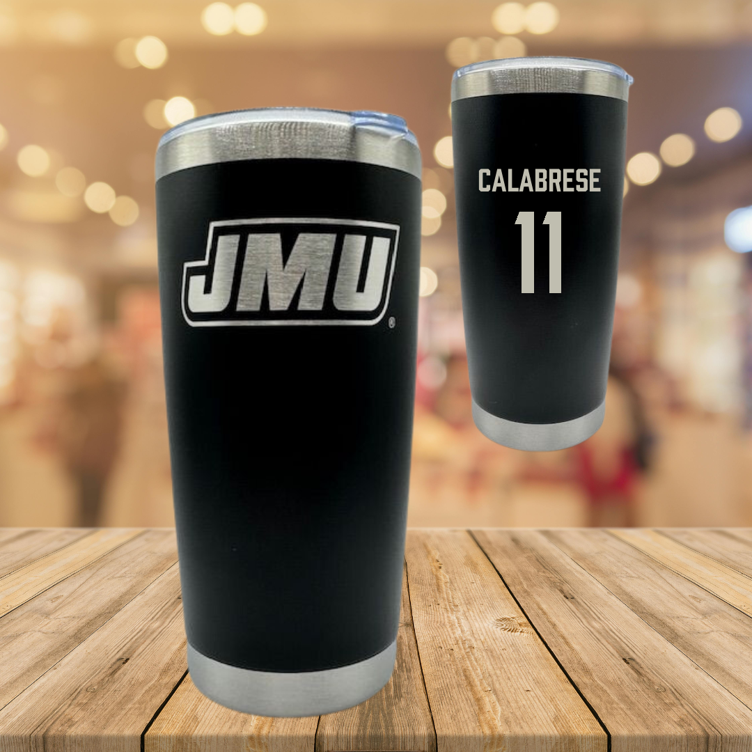 James Madison University Baseball Black Stainless Steel Tumbler - #11 Coleman Calabrese