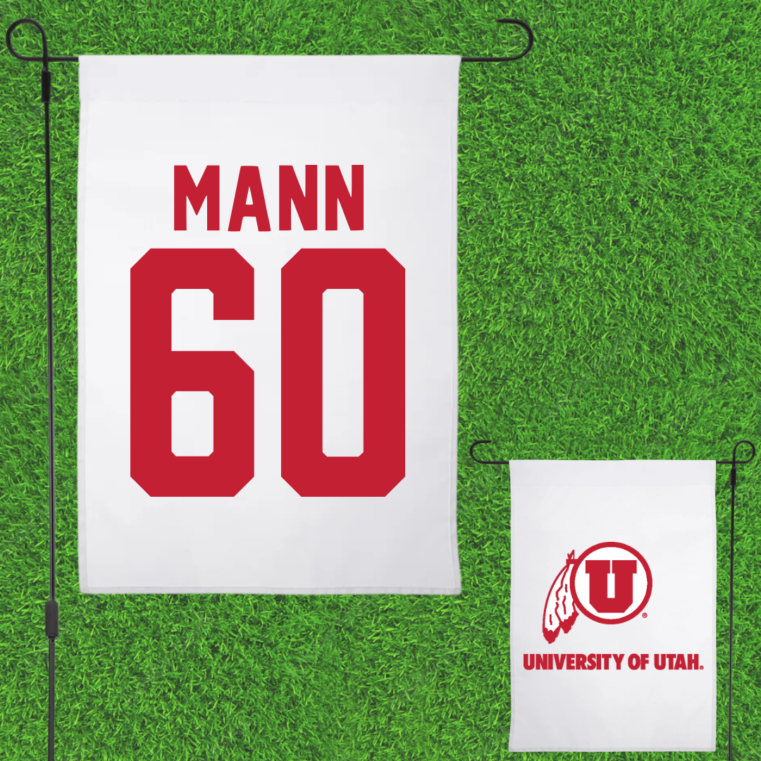 University of Utah Football White Garden Flag - #60 Shintaro Mann