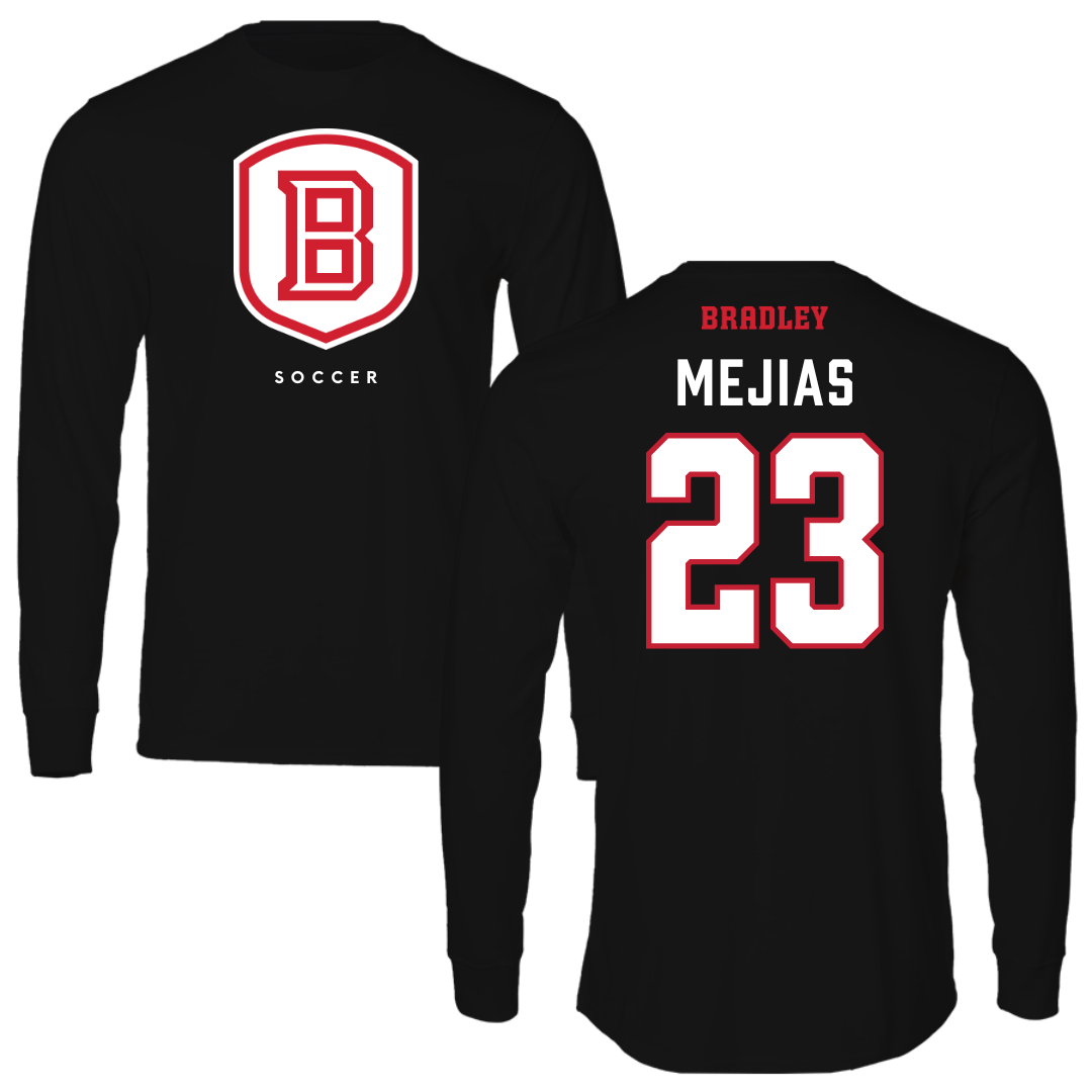 Bradley University Soccer Black Shield Performance Long Sleeve - #23 Jamaine Mejias