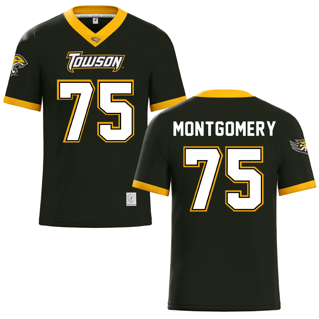 Towson University Black Football Jersey - #75 Jaelin Montgomery