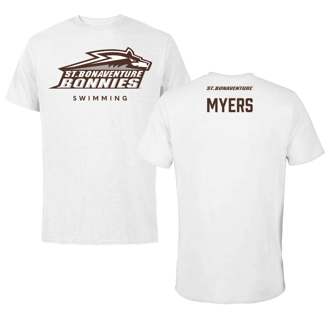 St. Bonaventure University Swimming & Diving White Tee - Halle Myers