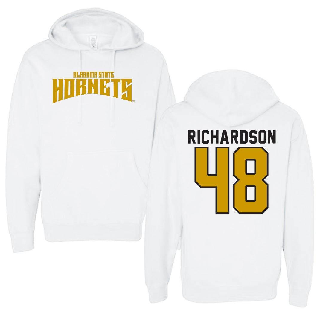 Alabama State University Football White Classic Hoodie - #48 Myles Richardson