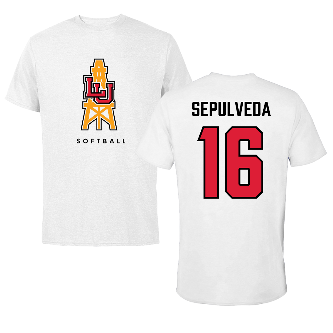 Lamar University Softball White Performance Tee - #16 Jayne Sepulveda
