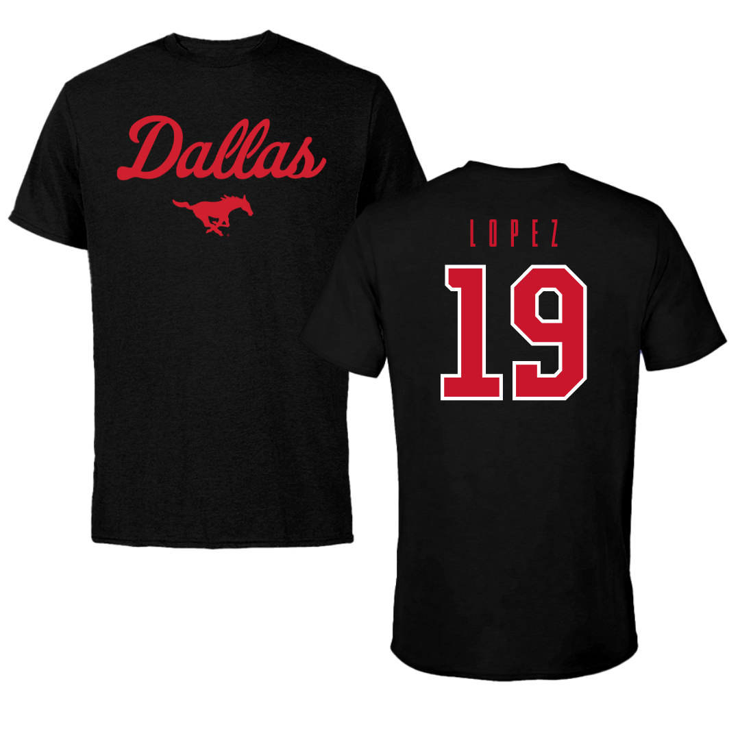 Southern Methodist University Soccer Black Dallas Performance Tee - #19 Milton Lopez