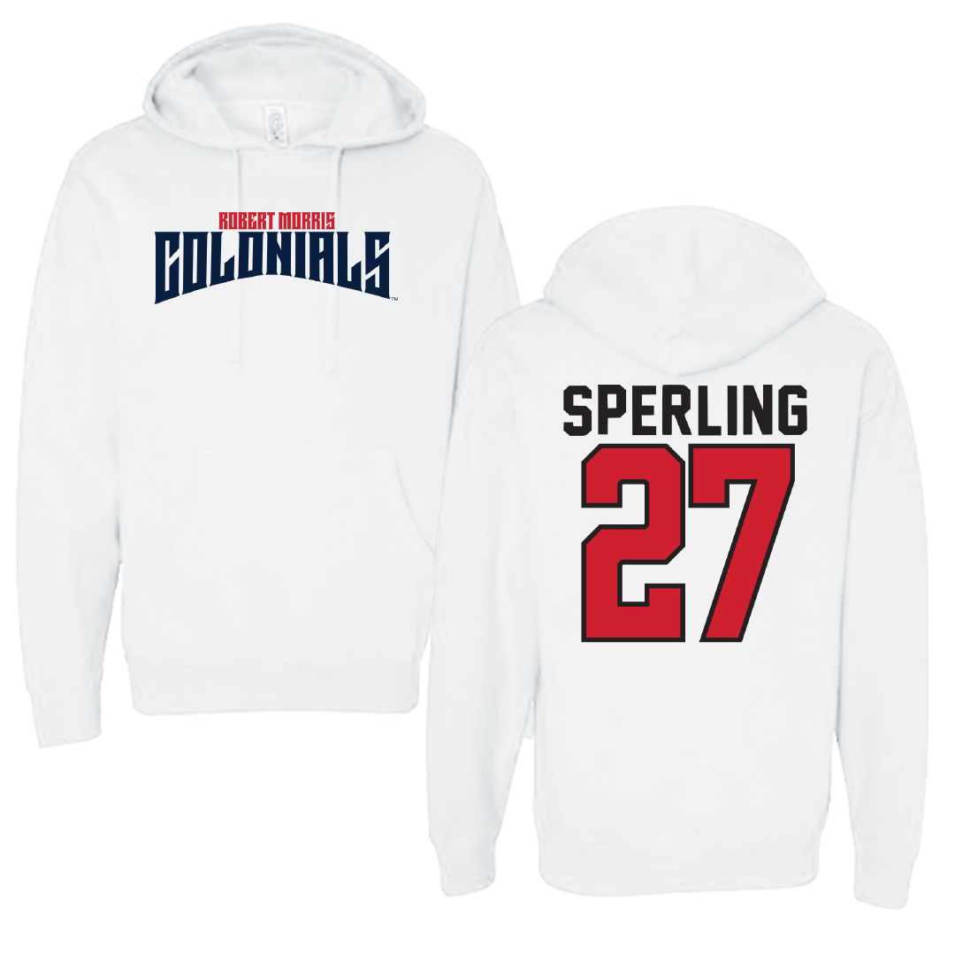 Robert Morris University Ice Hockey White Classic Hoodie - #27 Chace Sperling