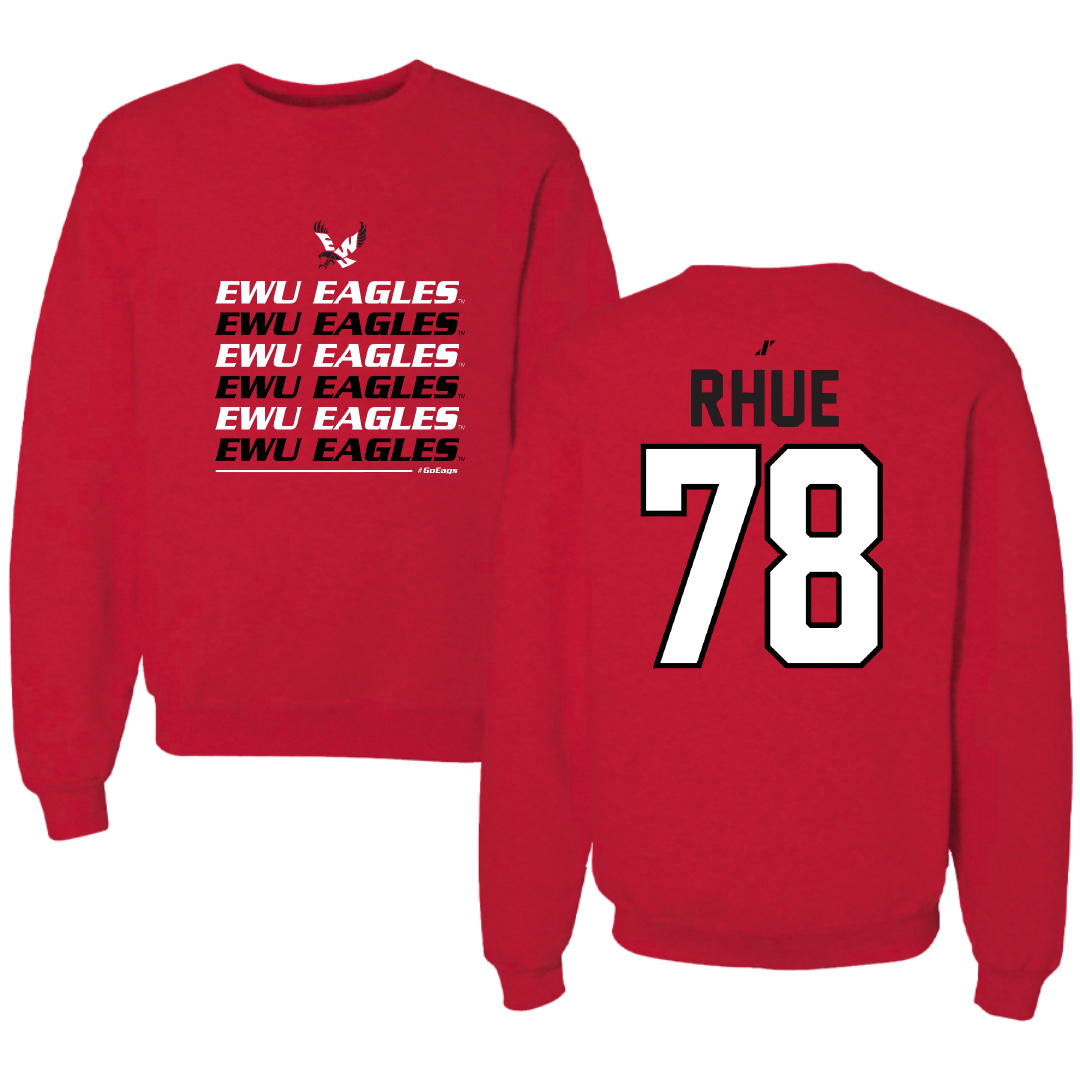 Eastern Washington University Football Red General Crewneck - #78 Gabe Rhue