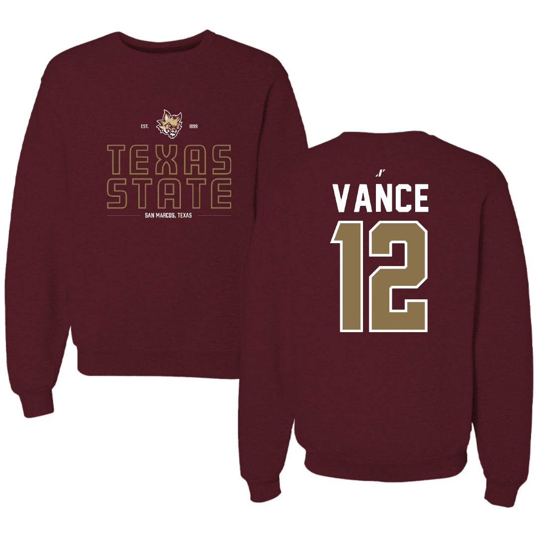 Texas State University Softball Maroon General Crewneck - #12 Halee Vance