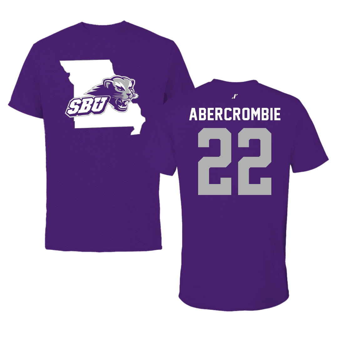 Southwest Baptist University Football Purple State Tee - #22 Jordan Abercrombie