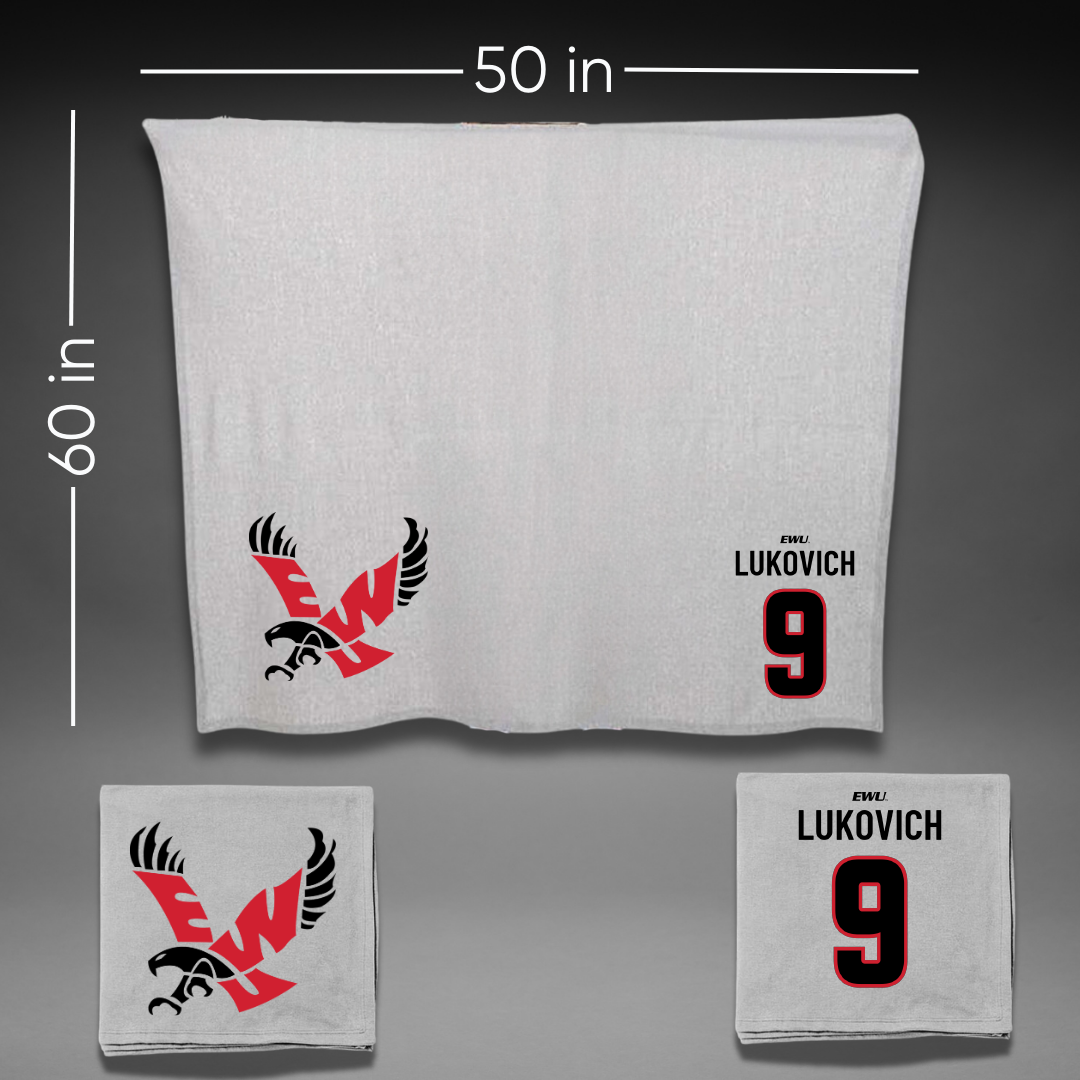 Eastern Washington University Volleyball Gray Blanket - #9 Kalista Lukovich