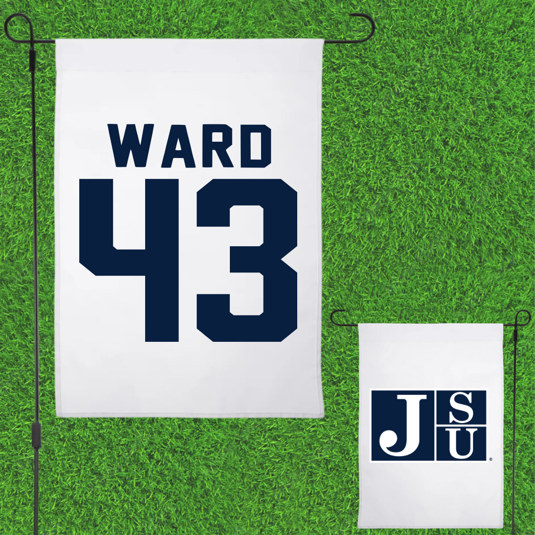 Jackson State University Football White Garden Flag - #43 Jace Ward