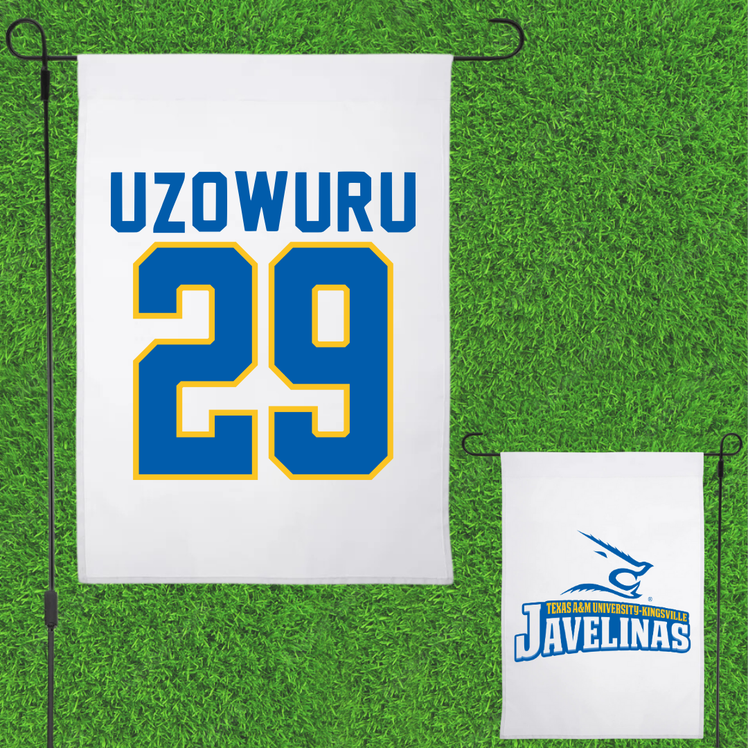 Texas A&M University-Kingsville Football White Garden Flag - #29 Bryan Uzowuru