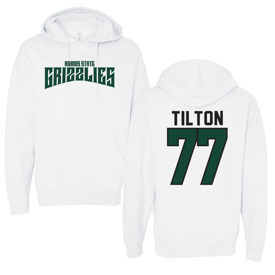 Adams State University Football White Classic Hoodie - #77 Wyatt Tilton