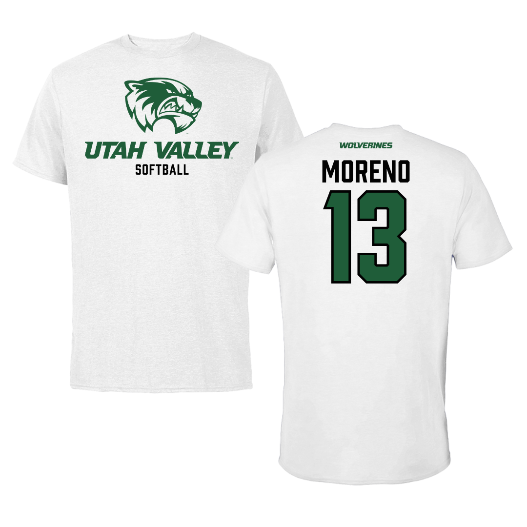 Utah Valley University Softball White Performance Tee - #13 Britney Moreno
