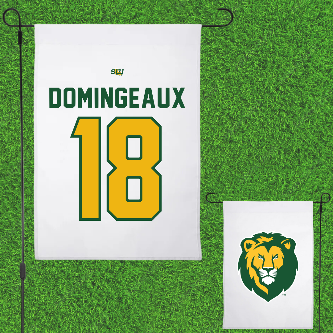 Southeastern Louisiana University Football White Garden Flag - #18 Jaylon Domingeaux