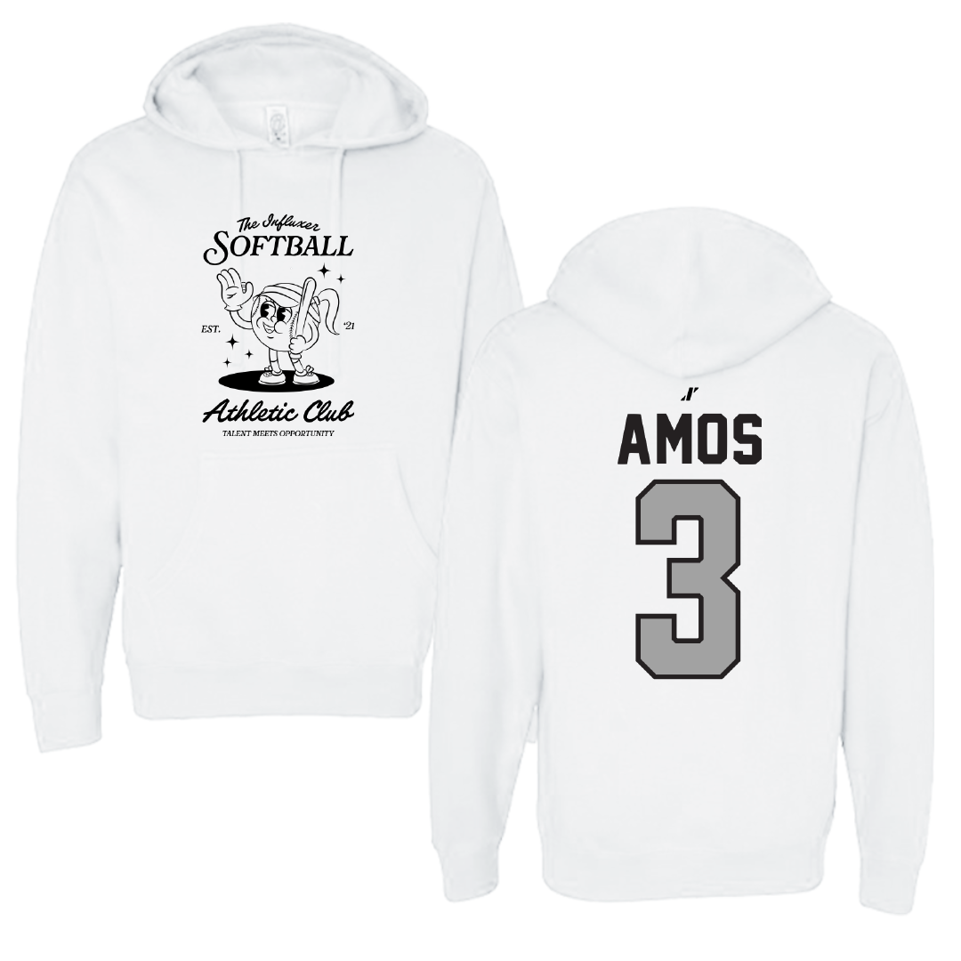 Softball White Influxer Athletic Club Hoodie - #3 Kalie Amos