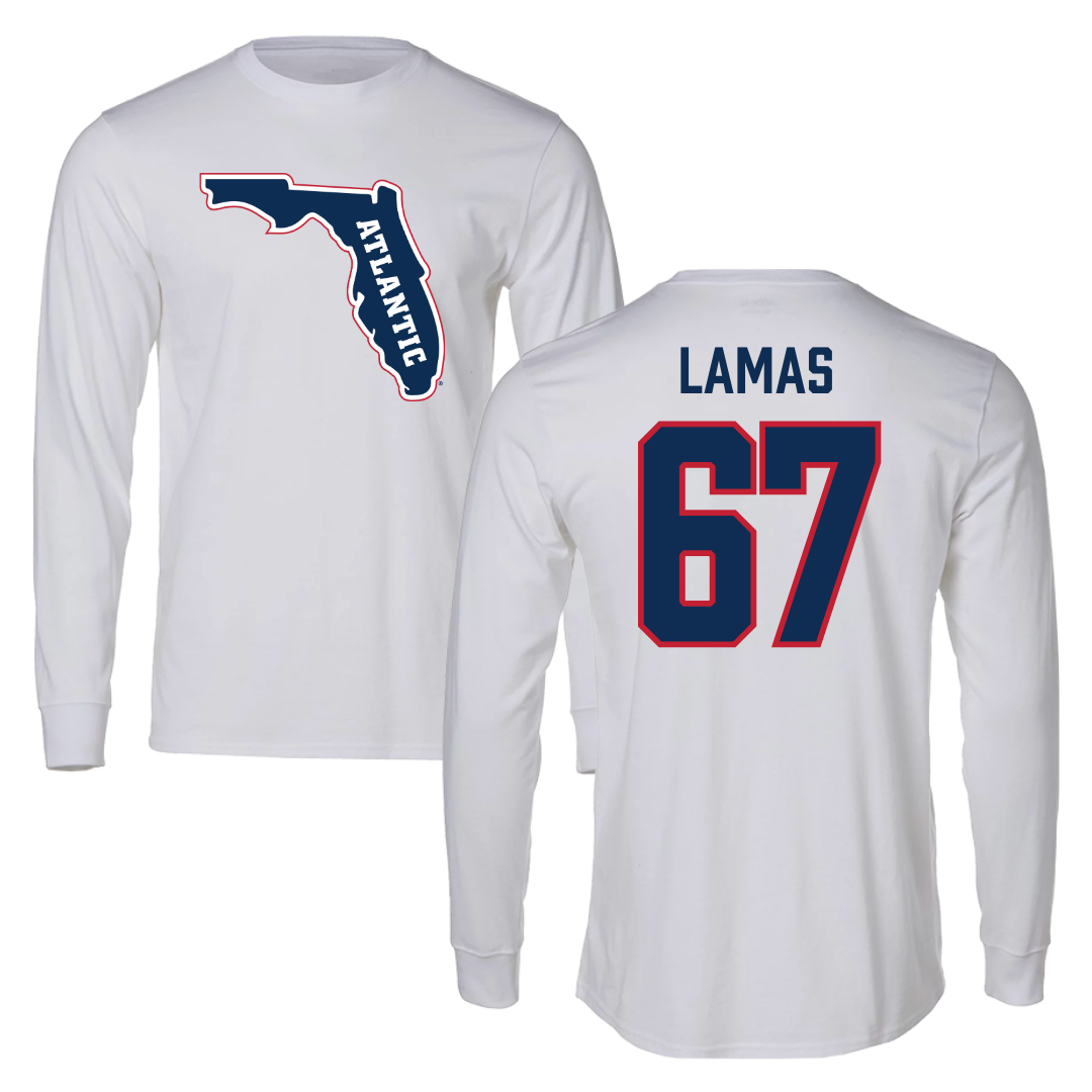 Florida Atlantic University Football White Long Sleeve - #67 Andre Lamas