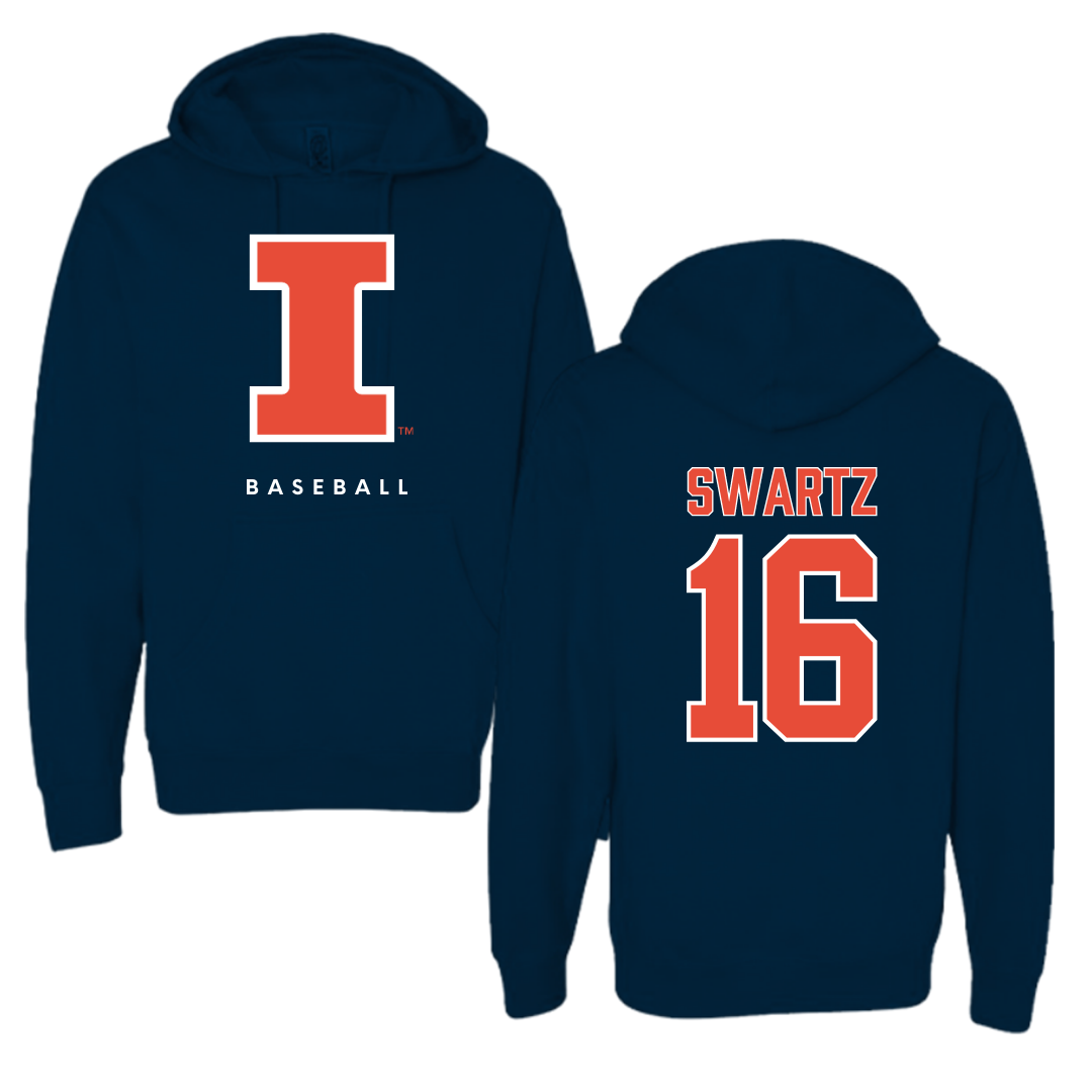 University of Illinois Baseball Navy Hoodie - #16 Jake Swartz