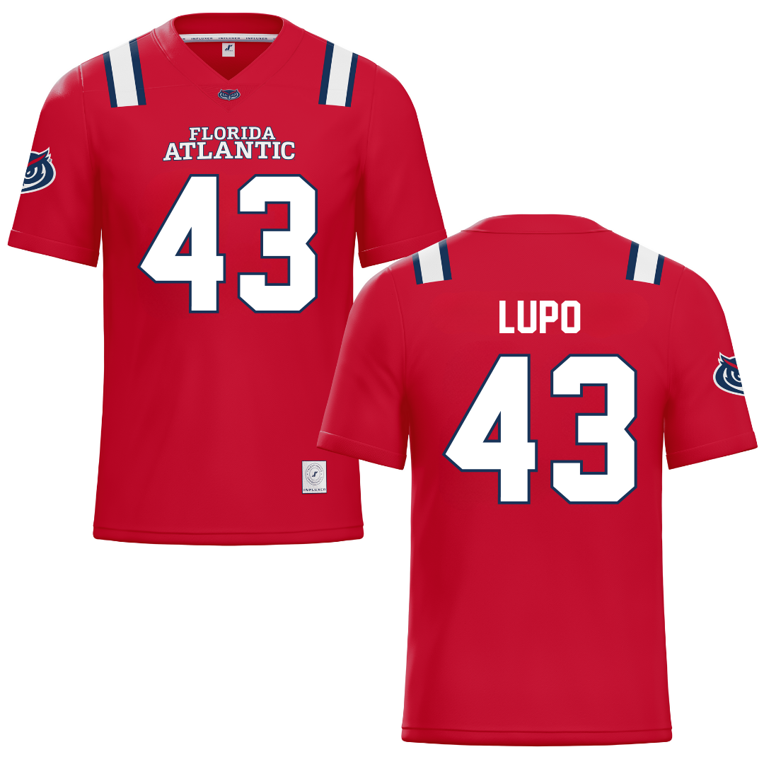 Florida Atlantic University Red Football Jersey - #43 Logan Lupo