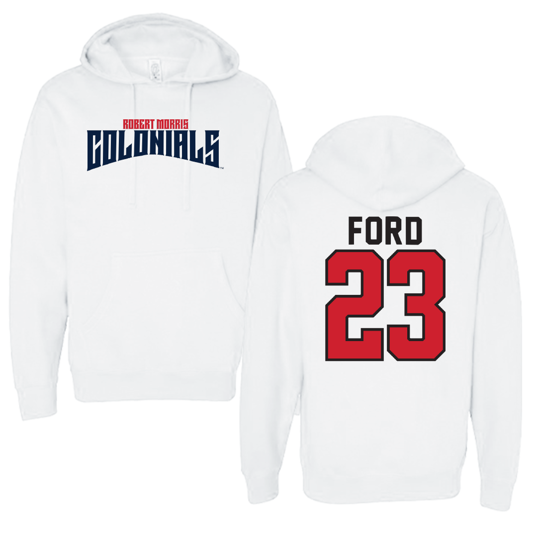 Robert Morris University Basketball White Classic Hoodie - #23 Chris Ford