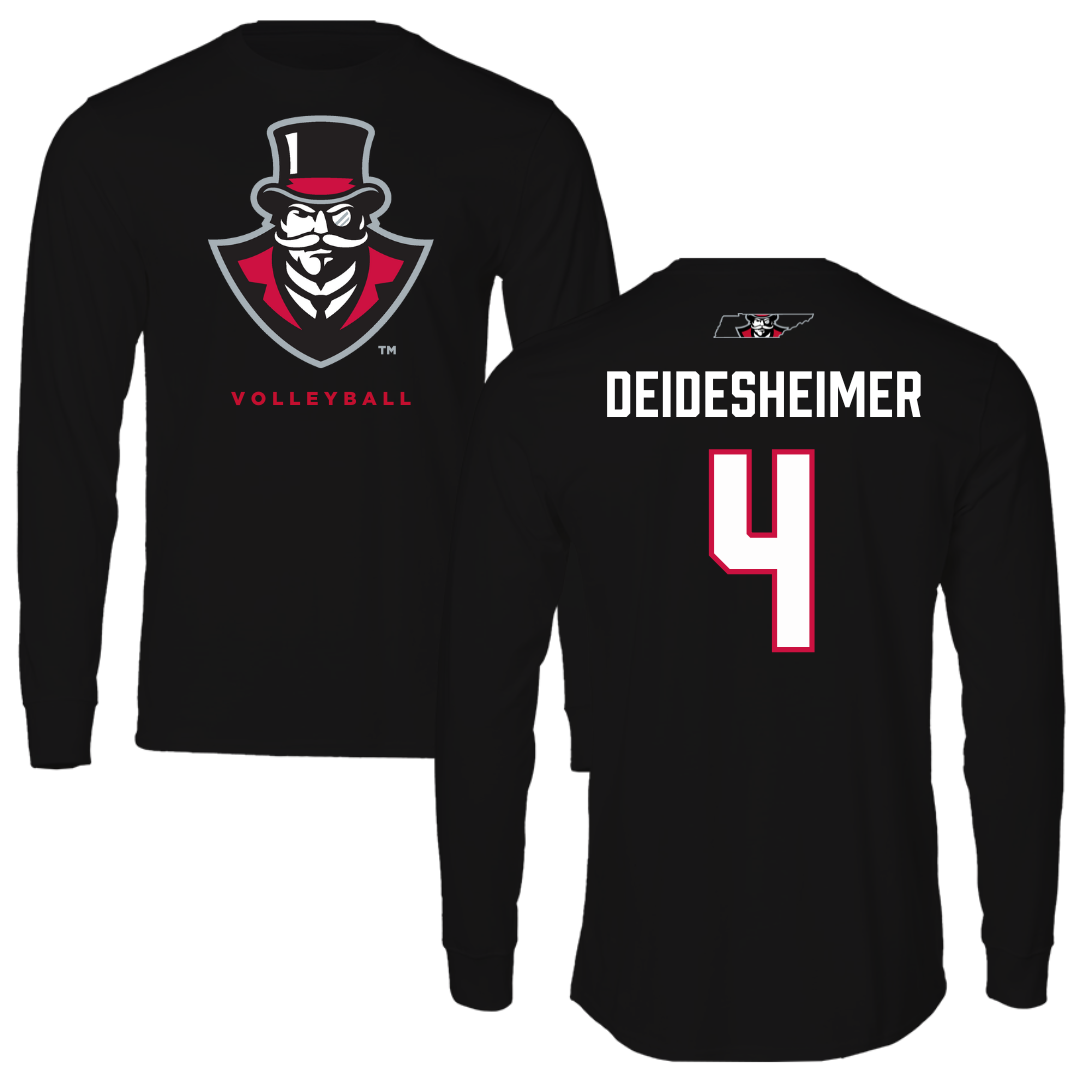 Austin Peay State University Volleyball Black Mascot Performance Long Sleeve - #4 Payton Deidesheimer