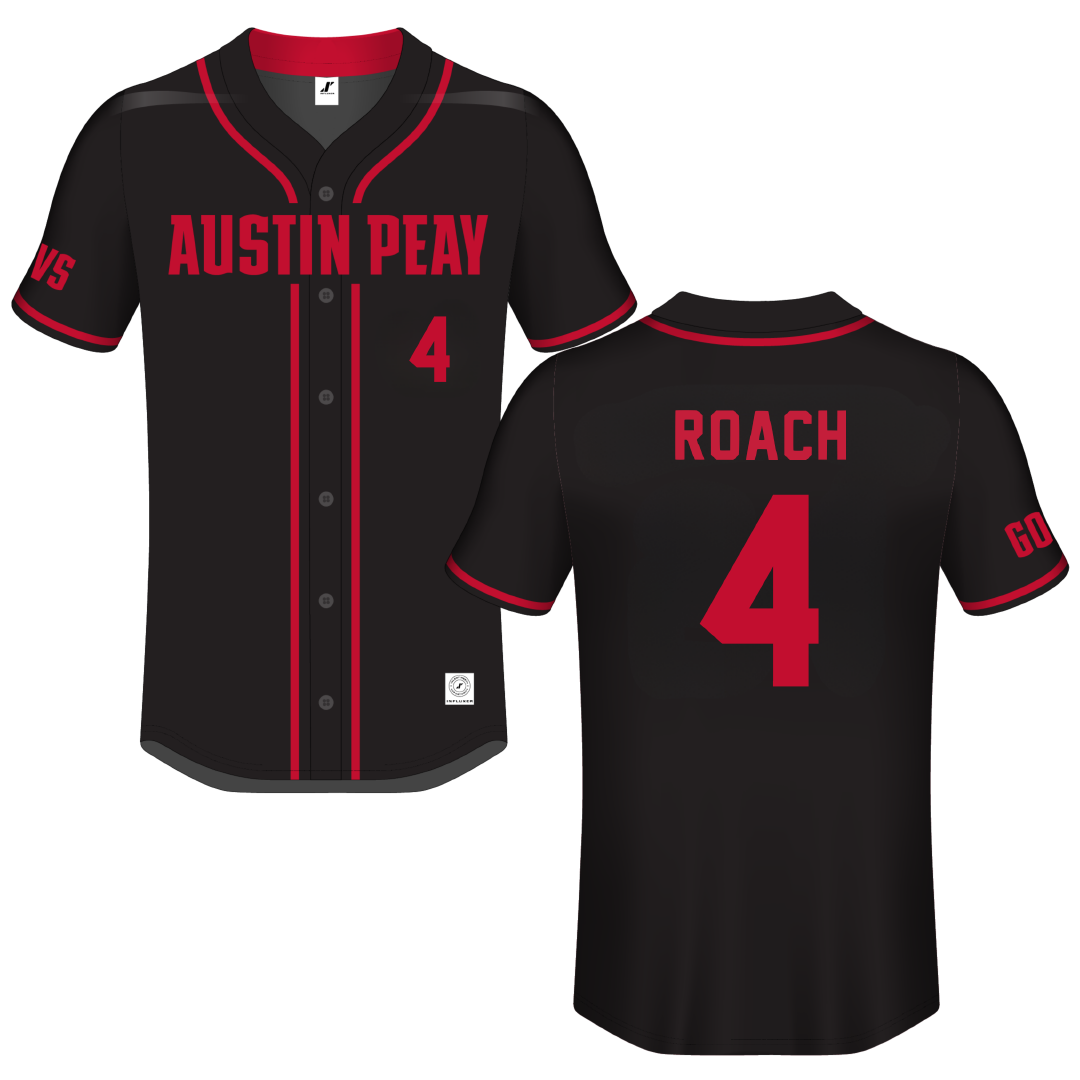 Austin Peay State University Black Button-Down Jersey - #4 Raylon Roach