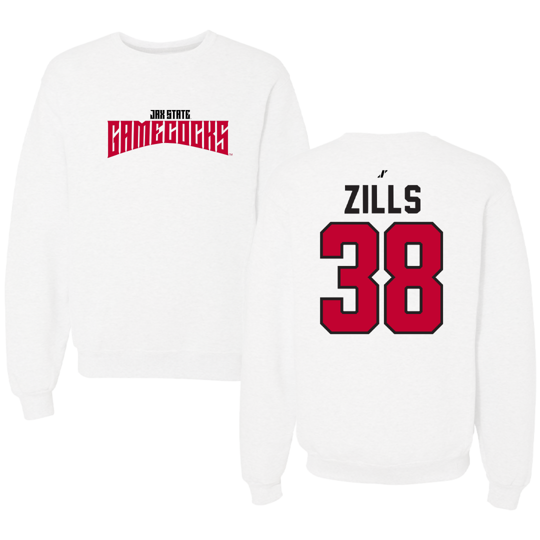 Jacksonville State University Football White Classics Crewneck - #38 Nate Zills