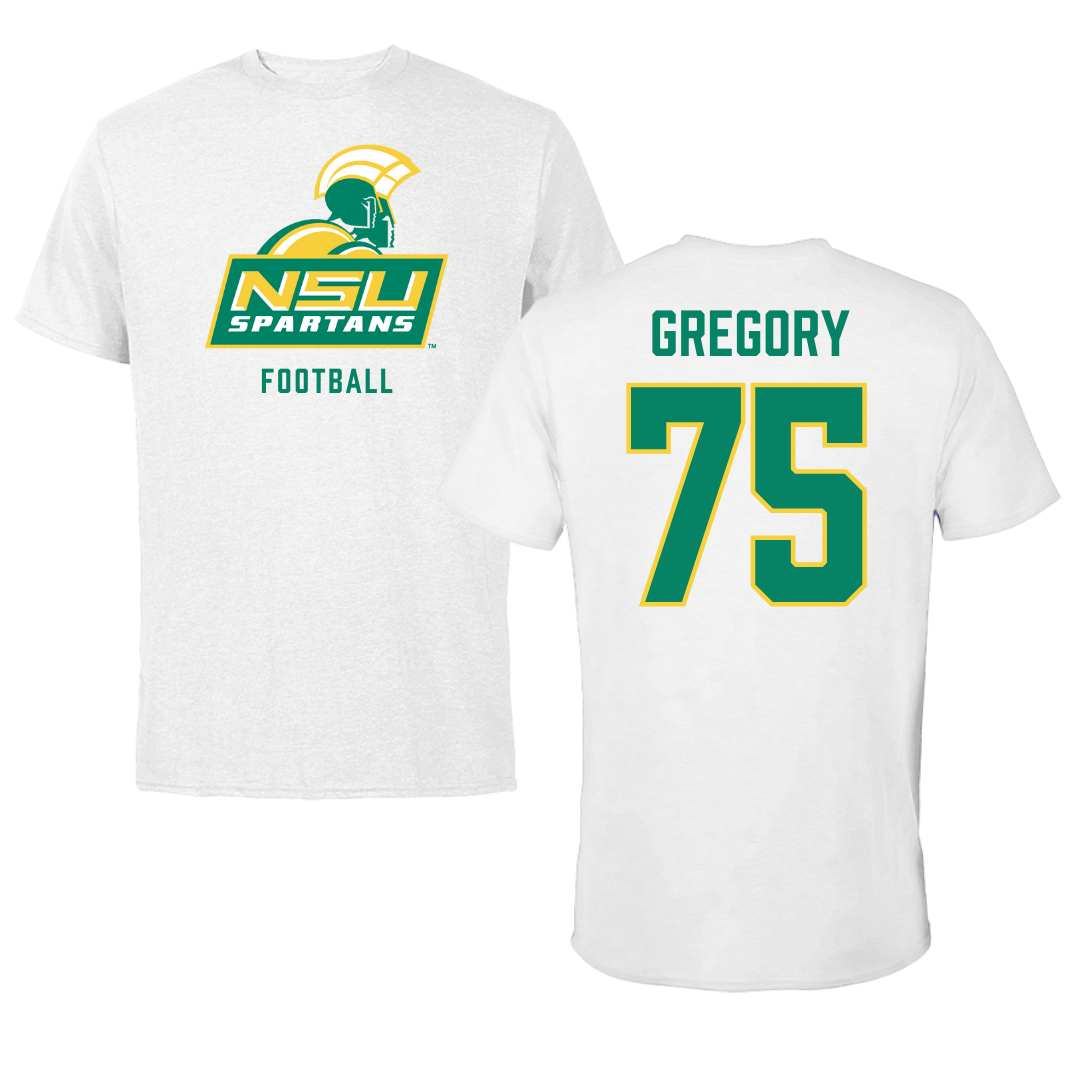 Norfolk State University Football White Performance Tee - #75 Evan Gregory