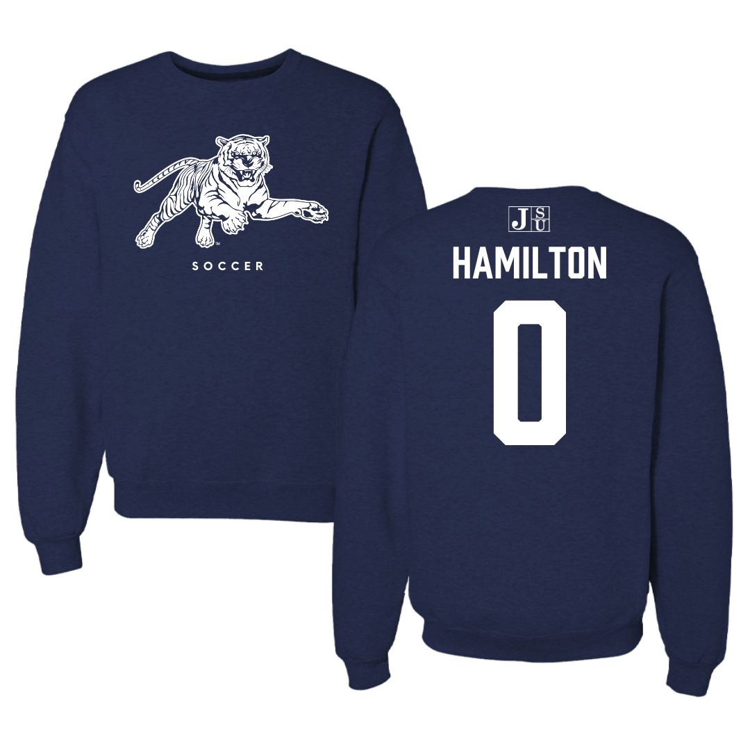 Jackson State University Soccer Navy Crewneck - #0 Jordan Hamilton