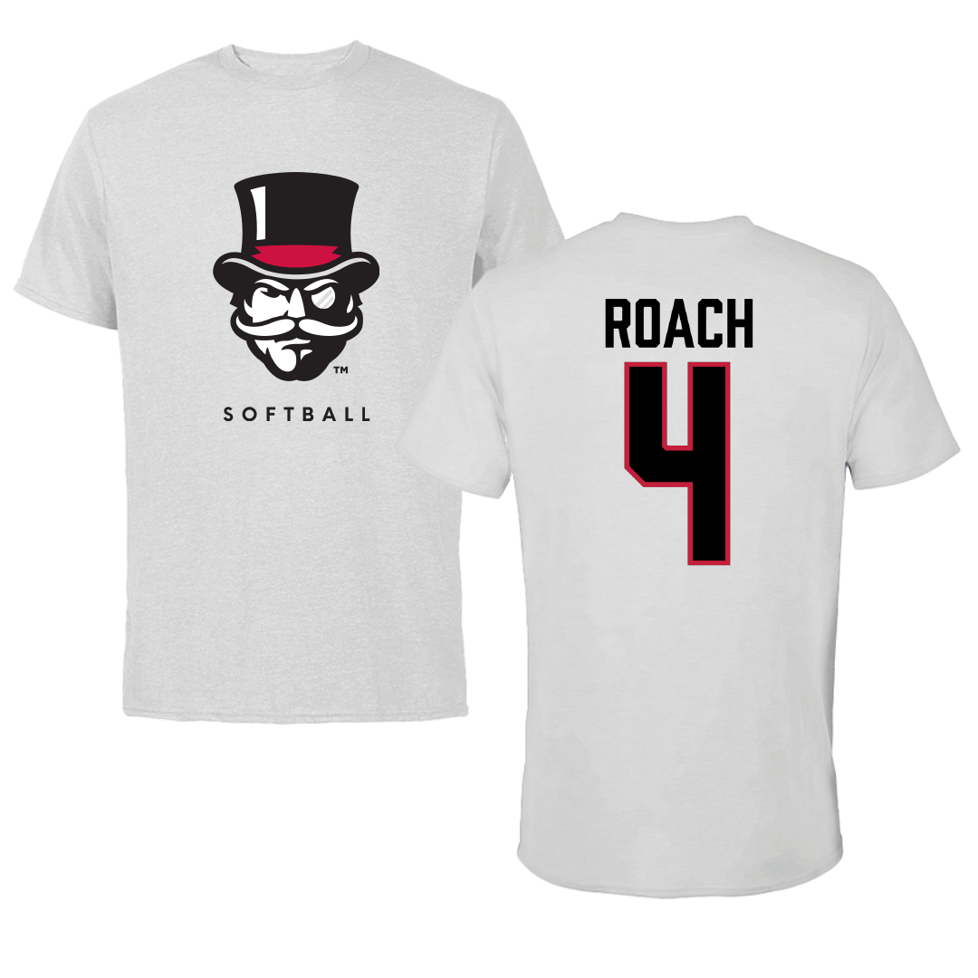 Austin Peay State University Softball Gray Mascot Tee - #4 Raylon Roach