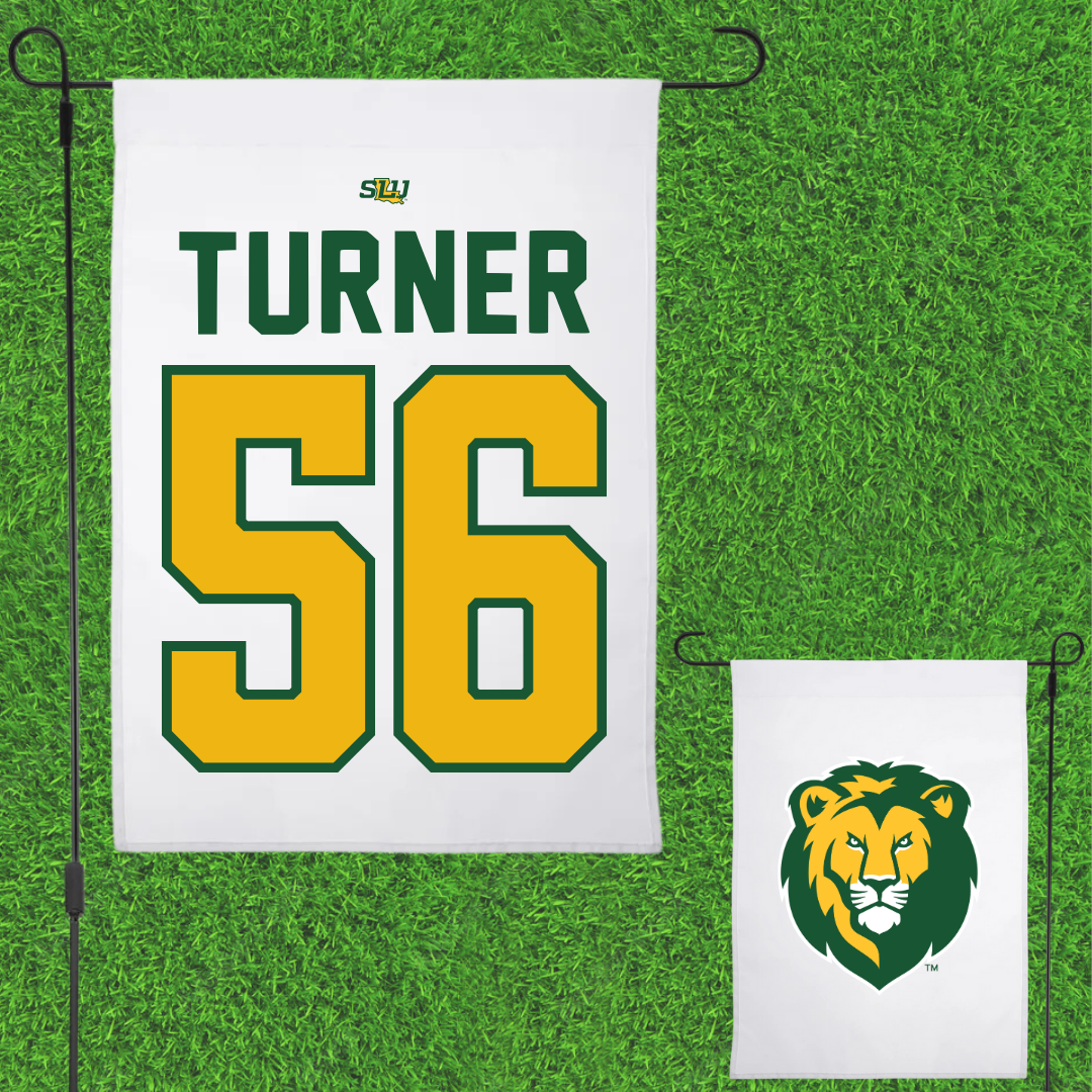 Southeastern Louisiana University Football White Garden Flag - #56 Javin Turner