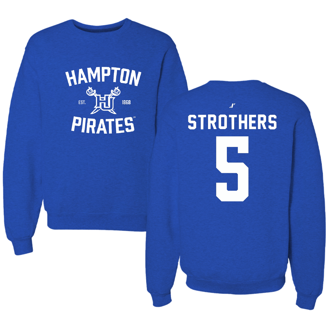 Hampton University Basketball Blue General Crewneck - #5 Etienne Strothers