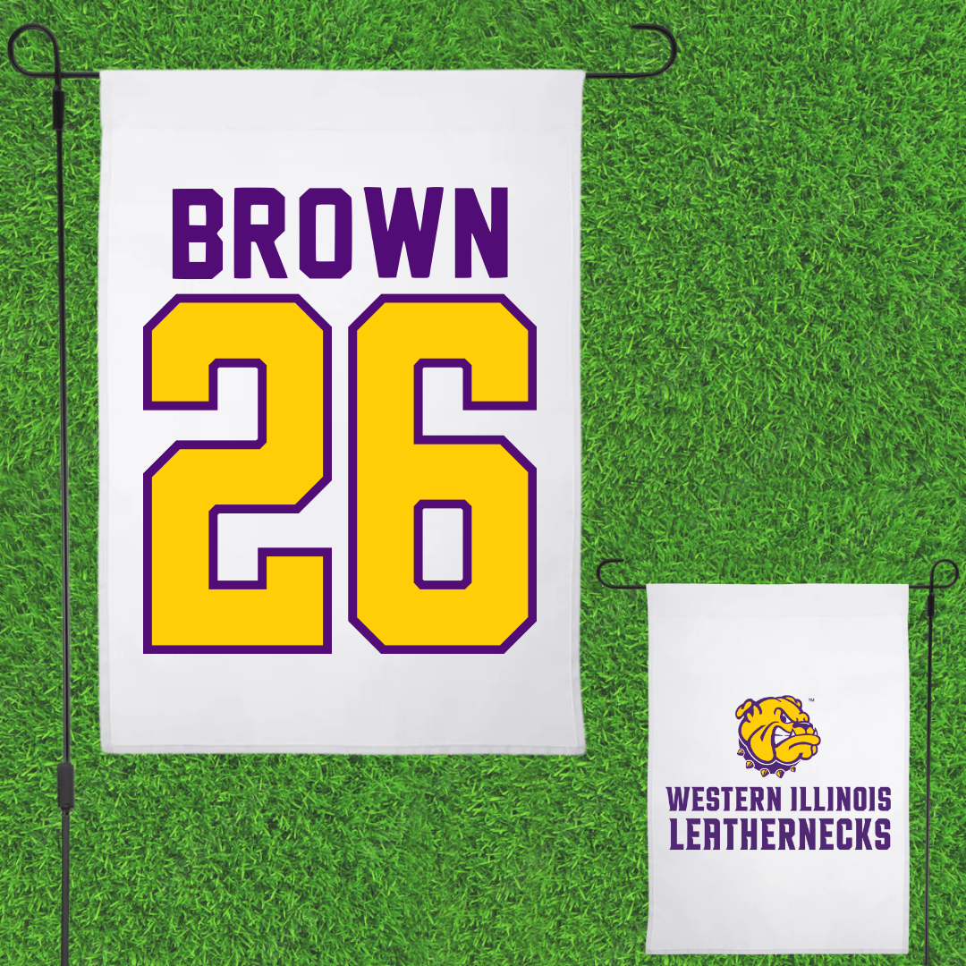 Western Illinois University Softball White Garden Flag - #26 Payton Brown