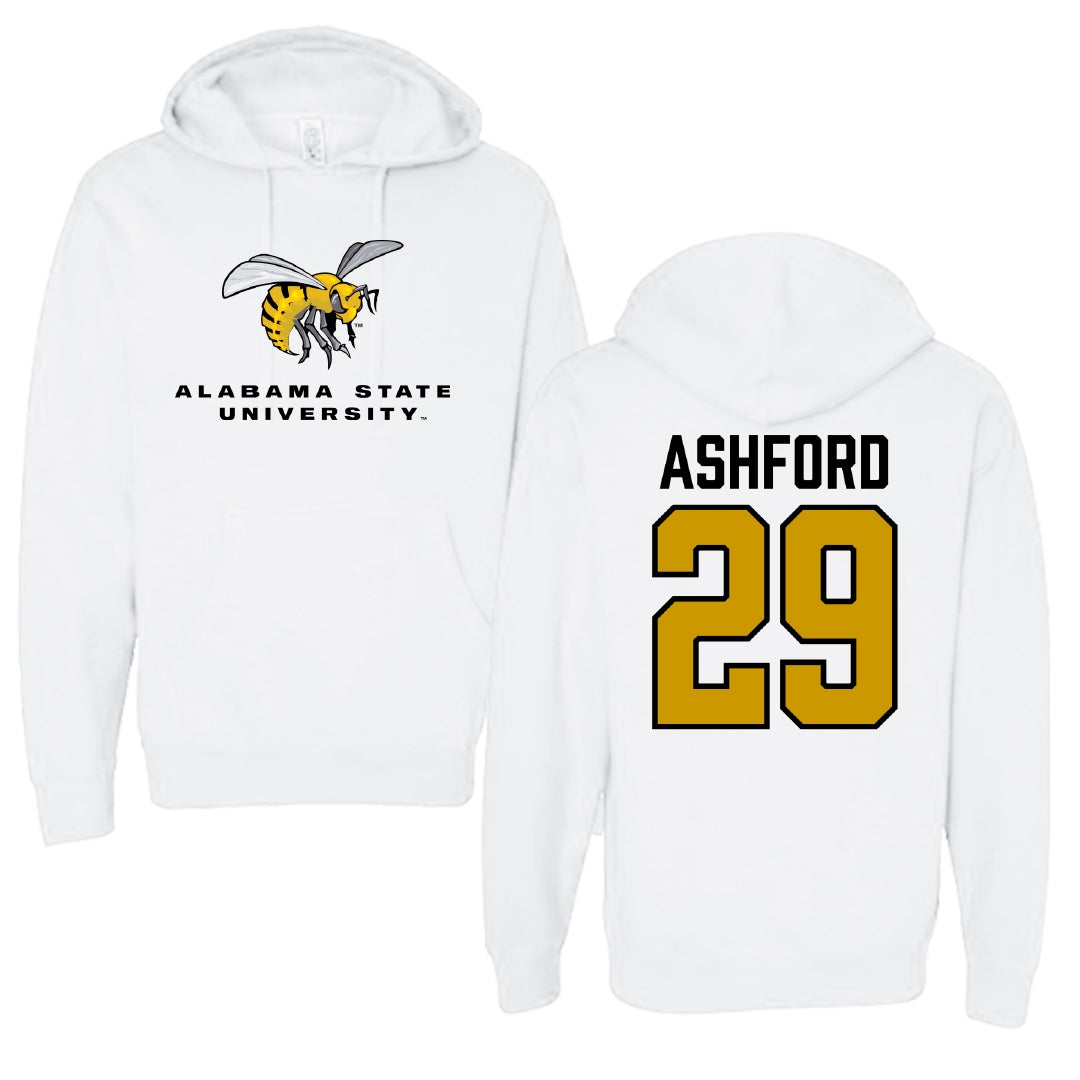 Alabama State University Football White Block Hoodie - #29 Ashton Ashford