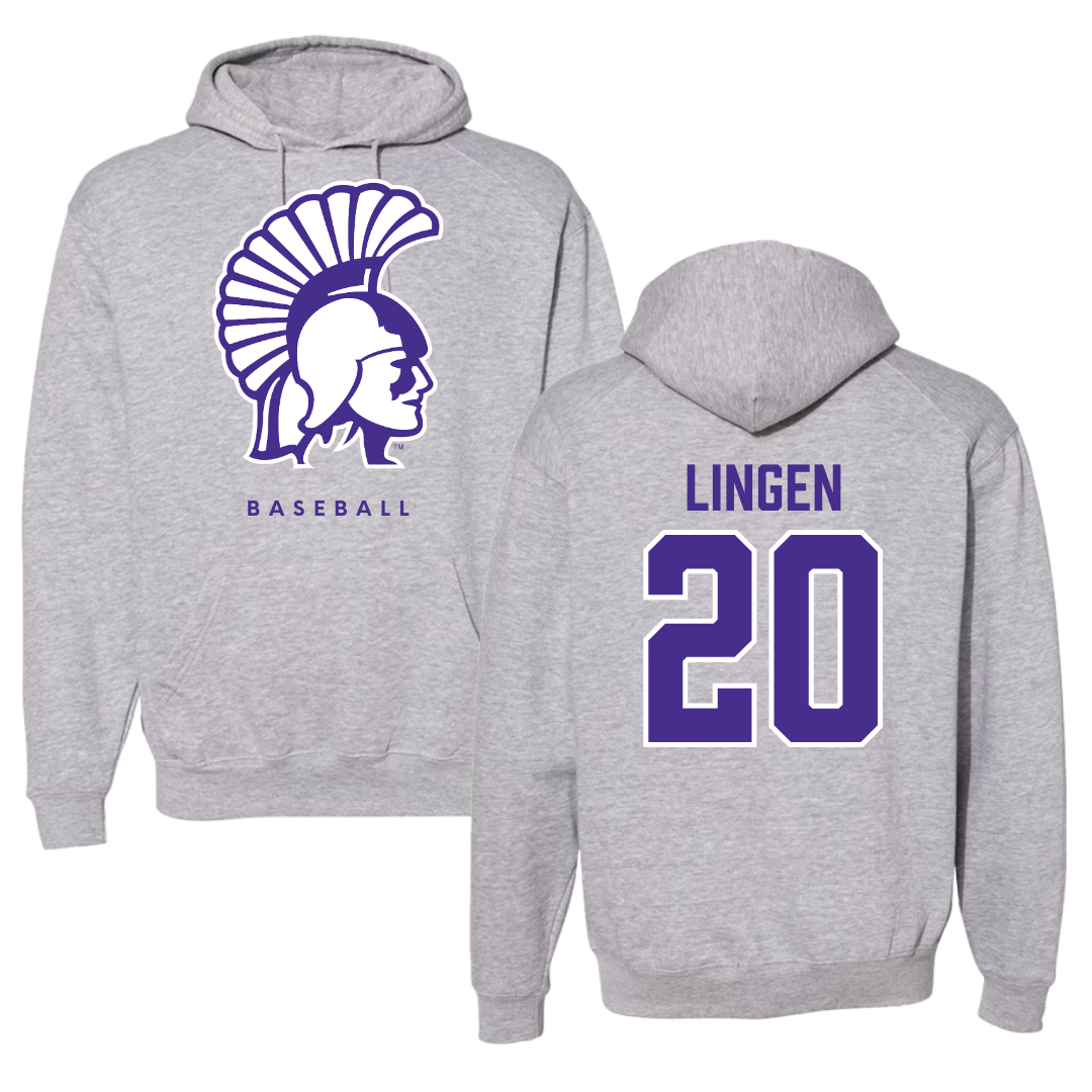 Winona State University Baseball Gray Hoodie - #20 Drew Lingen