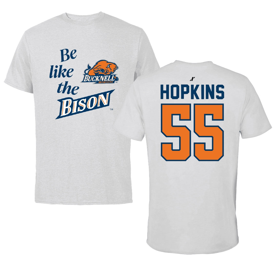 Bucknell University Lacrosse Light Gray Be Like Us Tee - #55 Will Hopkins