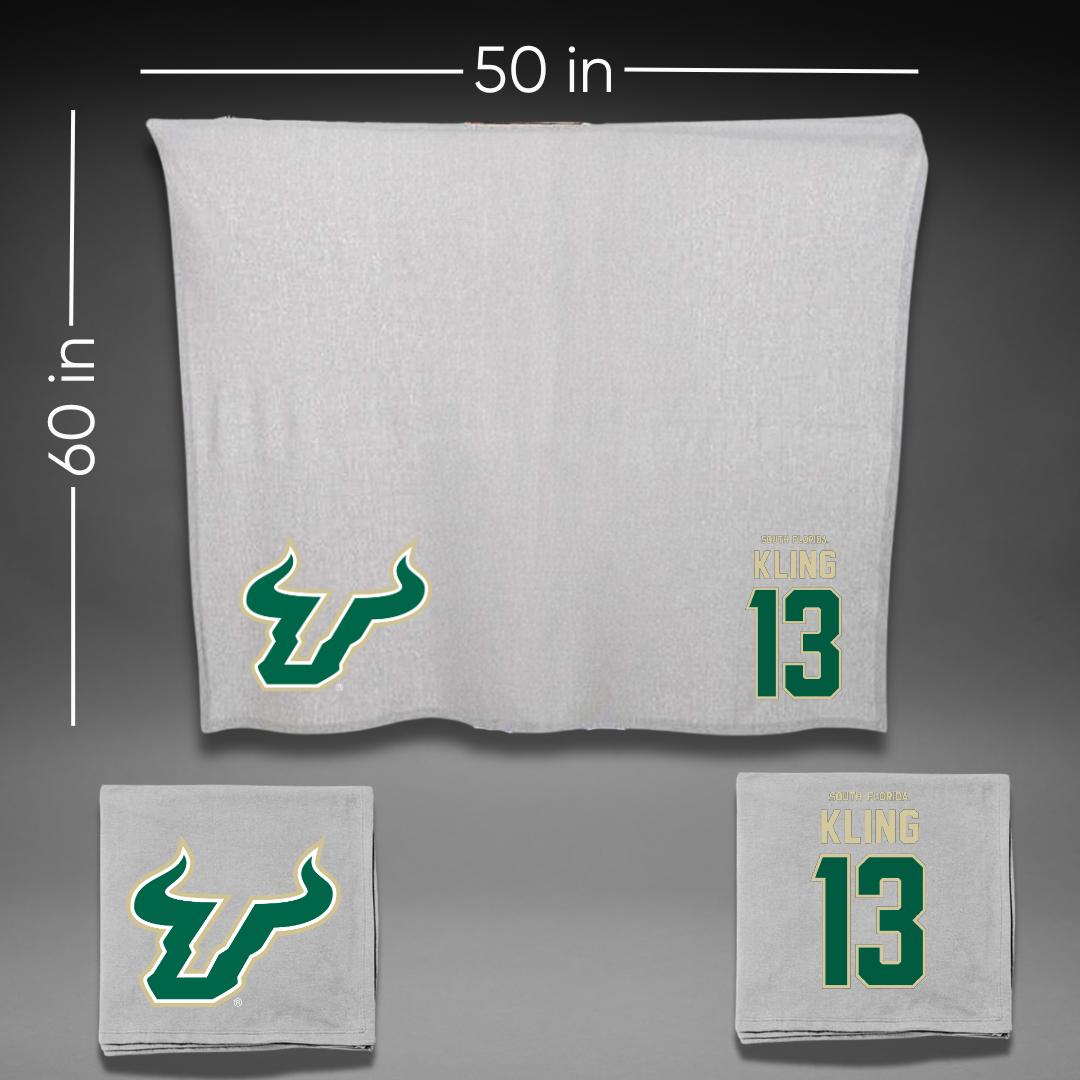 University of South Florida Baseball Gray Blanket - #13 Corey Kling