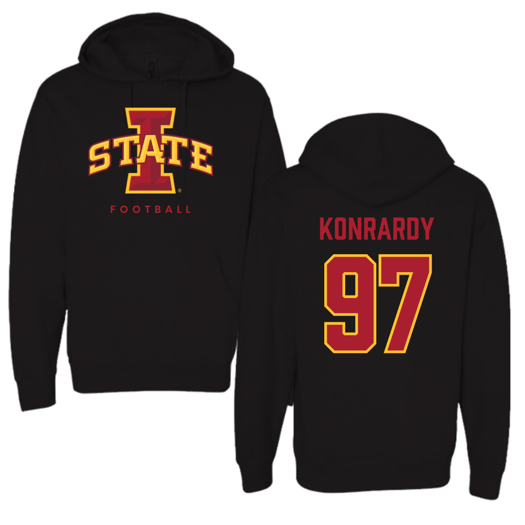 Iowa State University Football Black Hoodie - #97 Kyle Konrardy