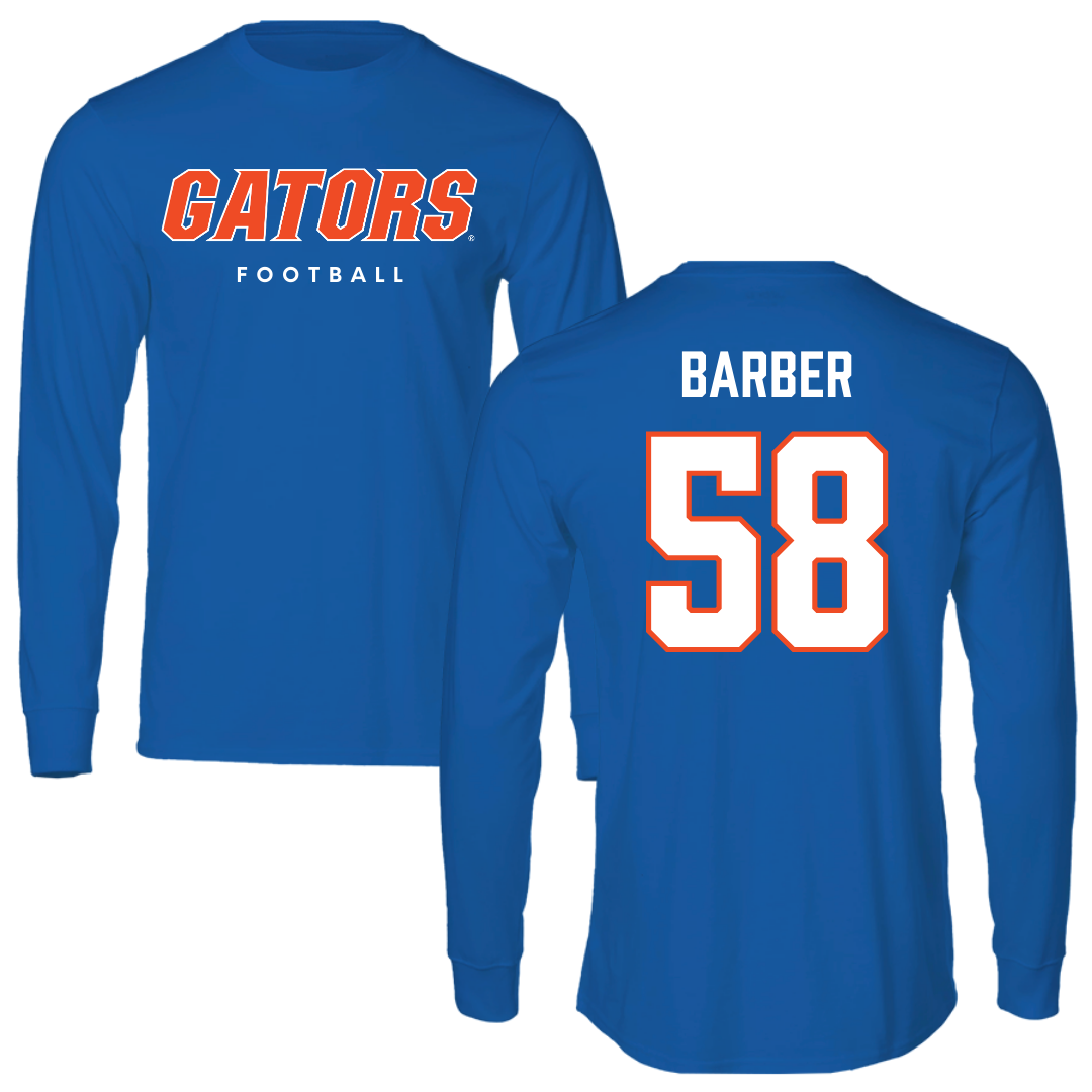 University of Florida Football True Royal Block Performance Long Sleeve - #58 Austin Barber