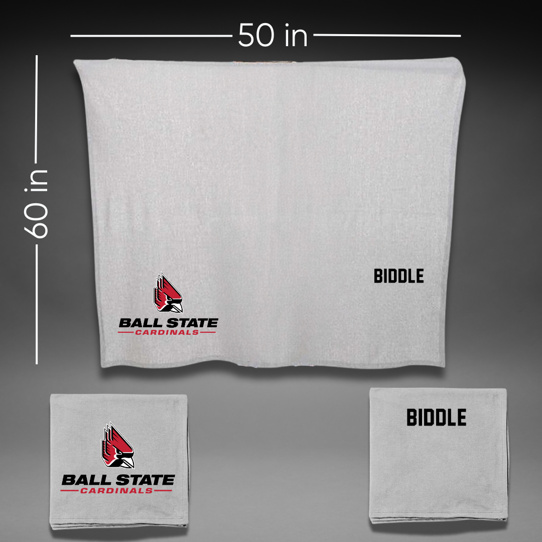 Ball State University Swimming & Diving Gray Blanket - Aidan Biddle