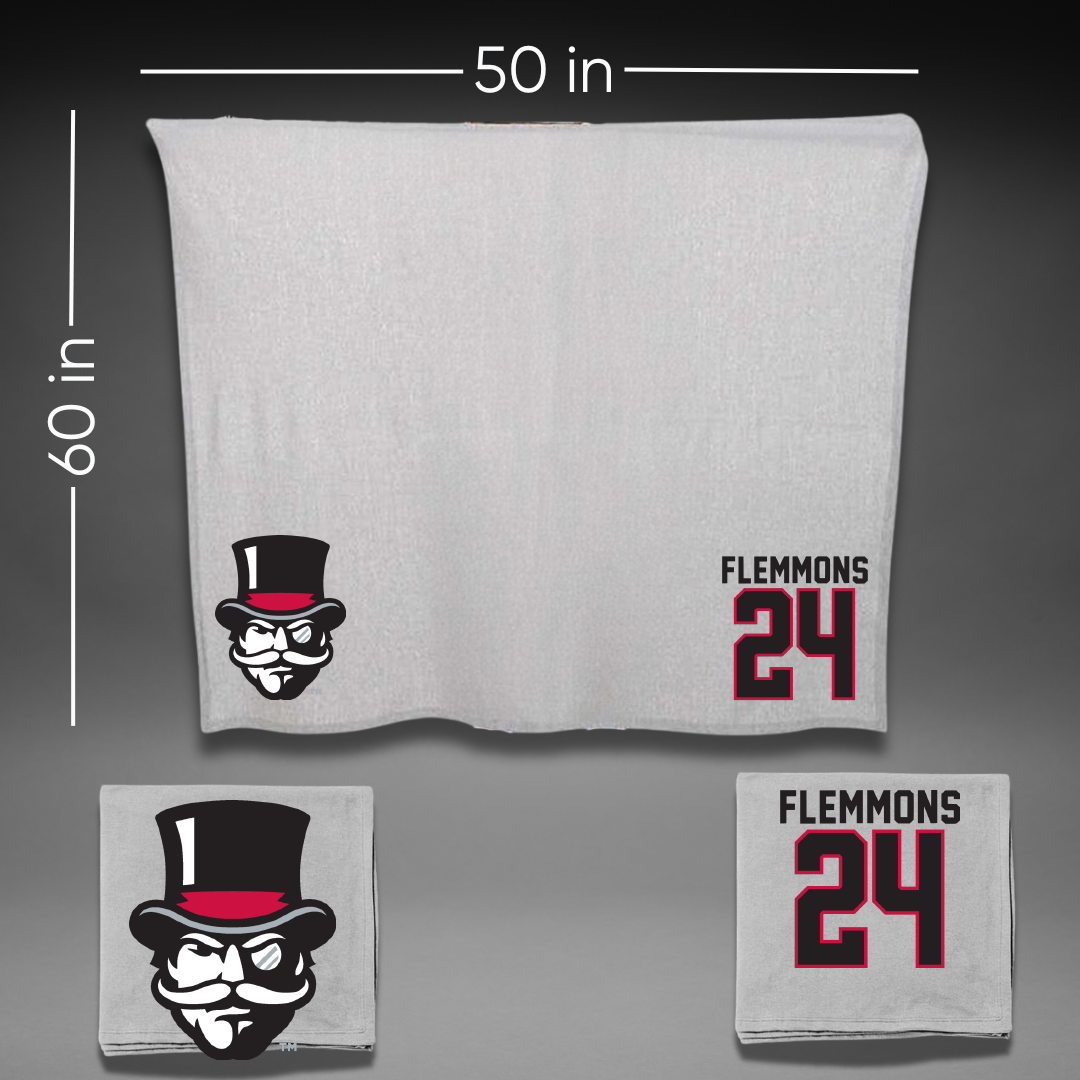 Austin Peay State University Football Gray Blanket - #24 Jeremiah Flemmons
