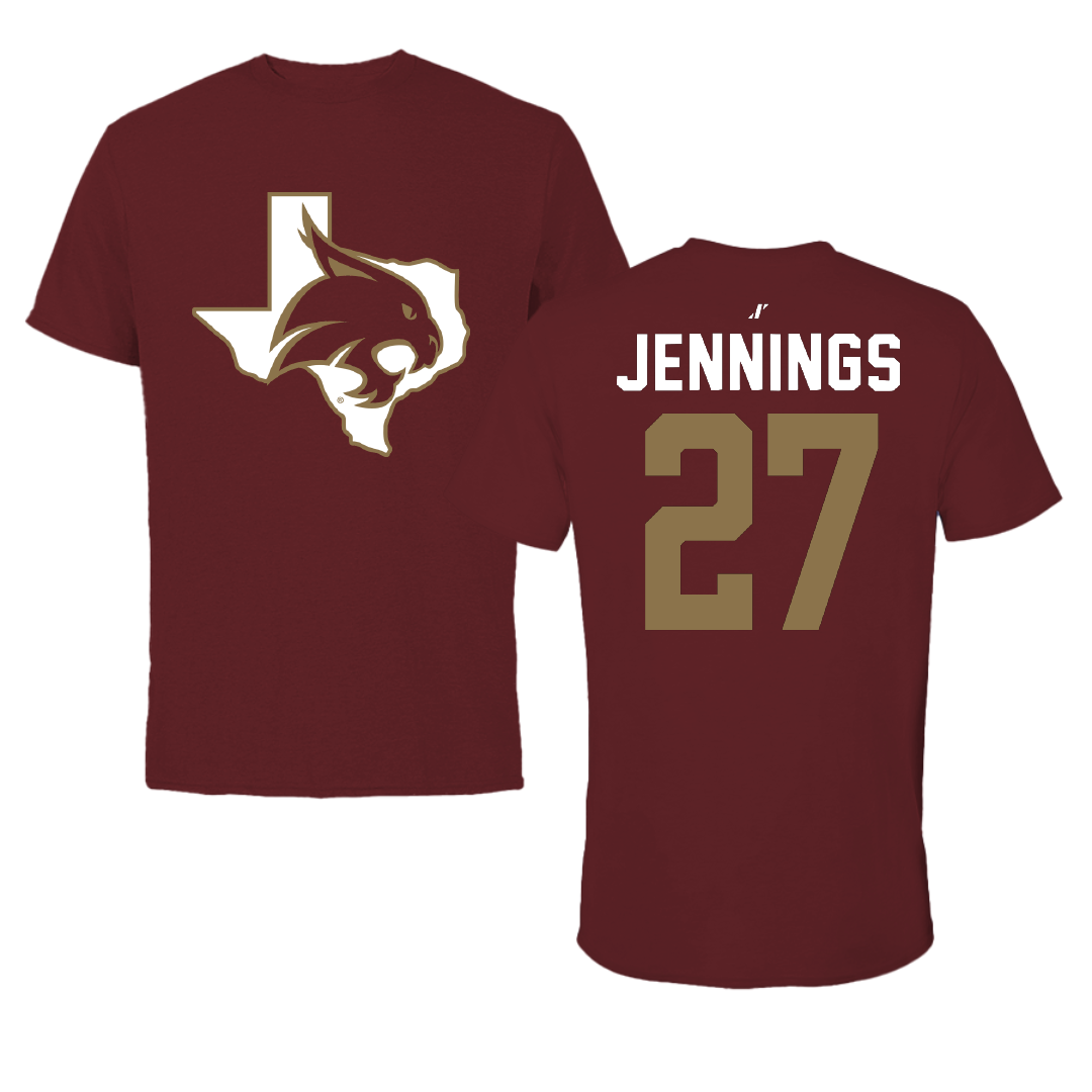 Texas State University Softball Maroon State Tee - #27 Abigail Jennings