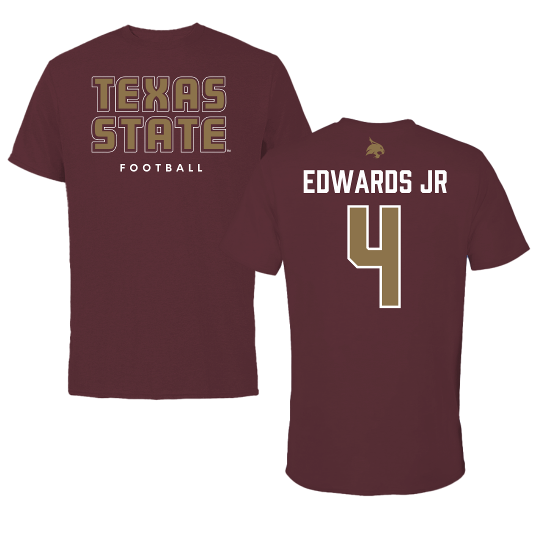 Texas State University Football Maroon Performance Tee - #4 Alonzo Edwards Jr