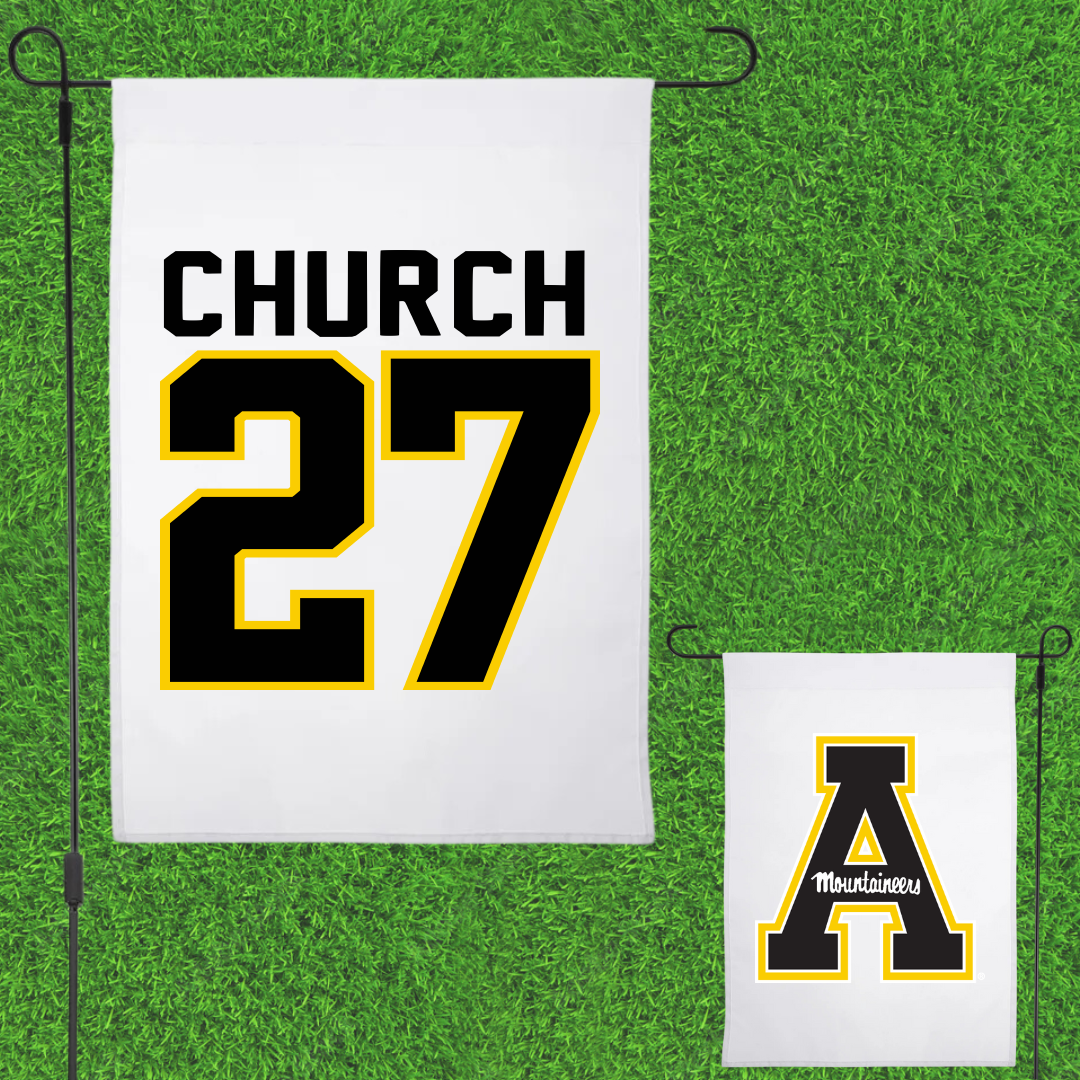 Appalachian State University Baseball White Garden Flag - #27 Braxton Church