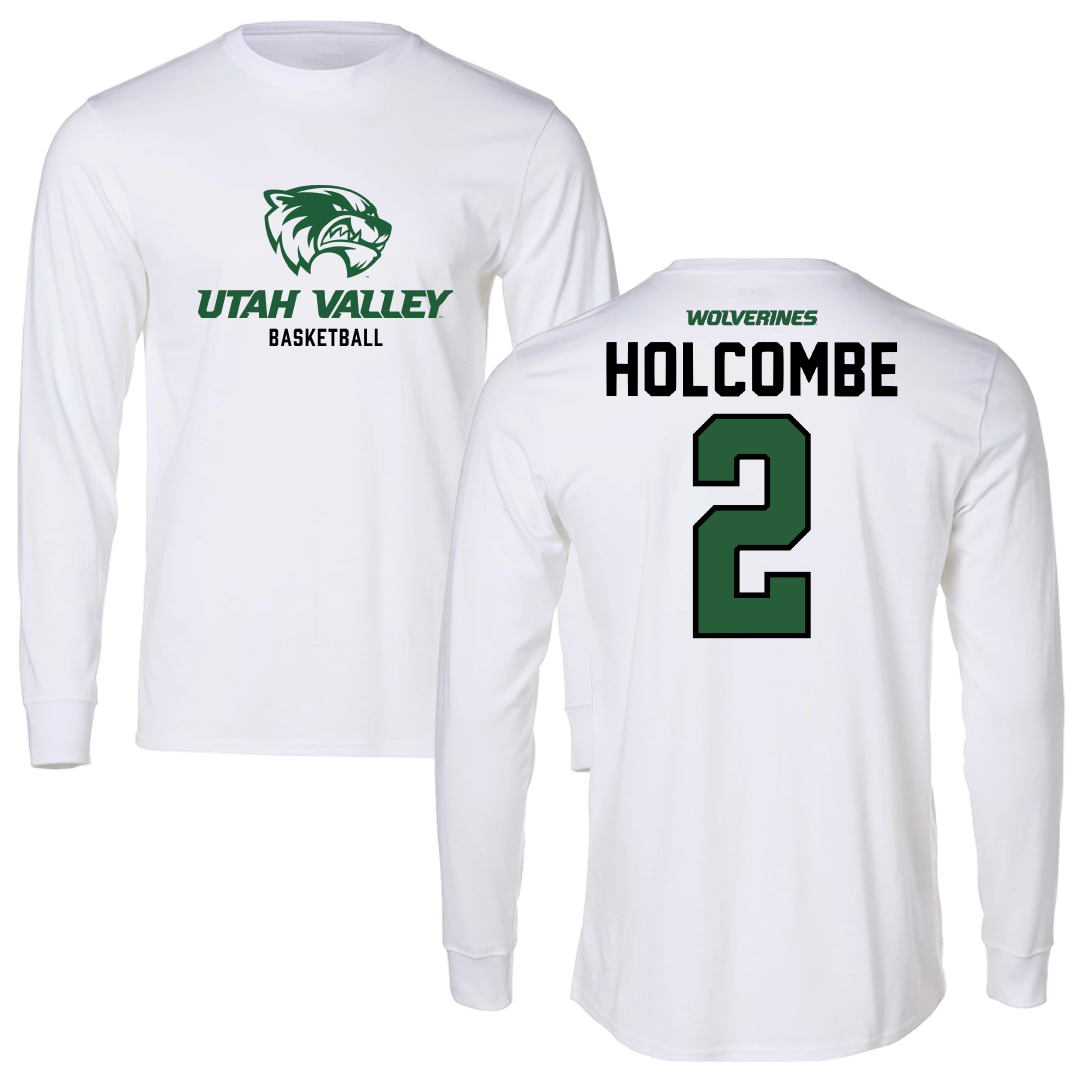 Utah Valley University Basketball White Performance Long Sleeve - #2 Jackson Holcombe