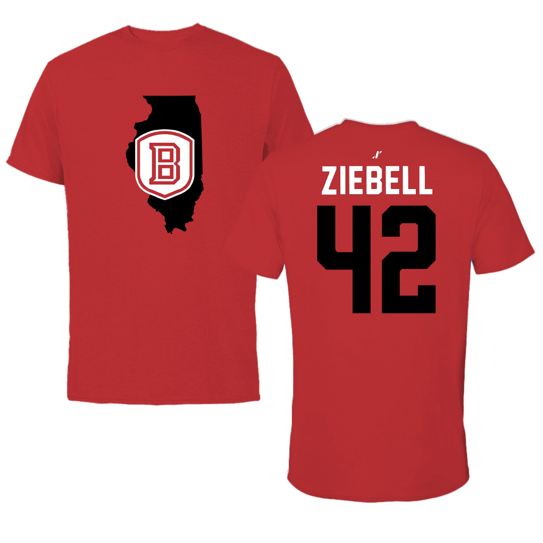 Bradley University Basketball Red State Performance Tee - #42 Callie Ziebell