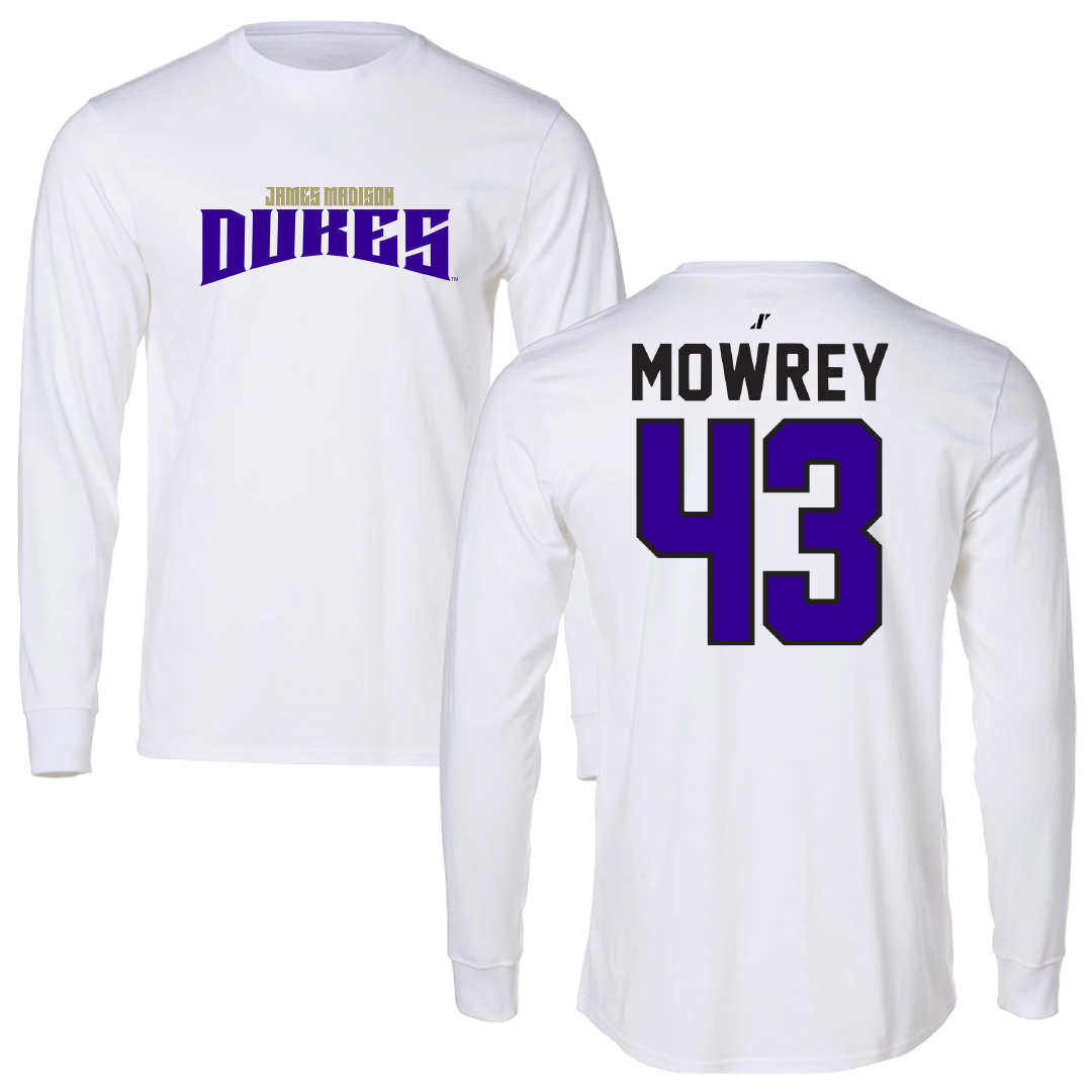 James Madison University Football White Classic Performance Long Sleeve - #43 Jack Mowrey