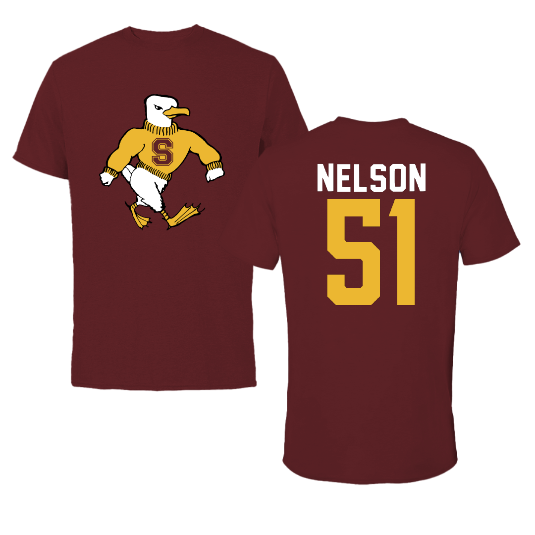 Salisbury University Football Maroon Sea Gull Performance Tee - #51 Matt Nelson
