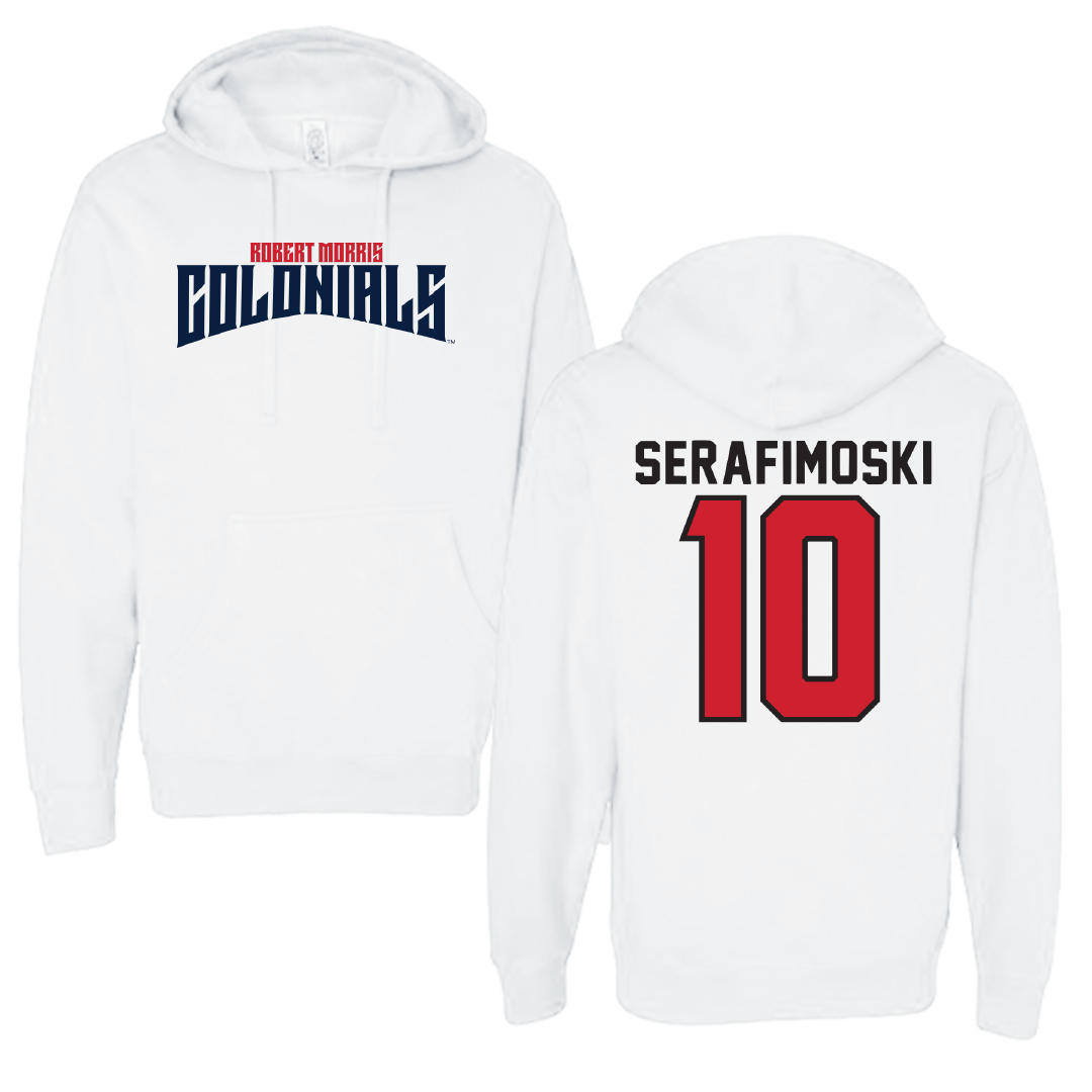 Robert Morris University Basketball White Classic Hoodie - #10 Vasilije Serafimoski