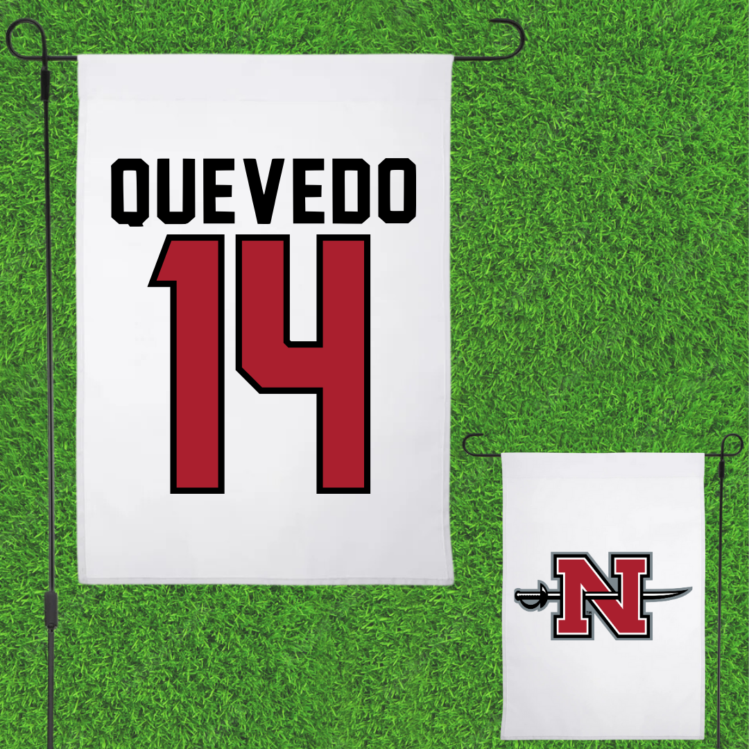 Nicholls State University Baseball White Garden Flag - #14 Michael Quevedo
